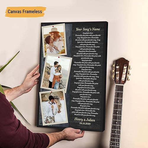 Vista 25 de VICILO Póster de letras de canciones personalizadas, enmarcado, lienzo personalizado, arte de pared, regalos para el día de San Valentín para él