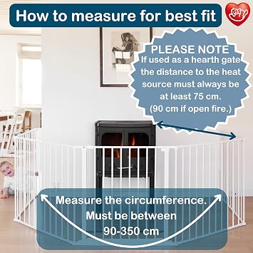 BabyDan Flex XXL, 90-350 cm, Hearth Gate/Stair Gate/Room Divider/Fire Surround, White, Made in Denmark - Baby Gate/Safety Gate (Pet Gate/Dog gate/Dog playpen)