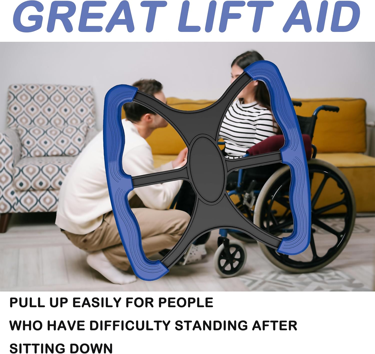 Stand Assist Aid for Elderly | Lift Assist for Elderly Supports Portable Lift Aid with Non-Slip Grip Handles | Standing Aids & Supports for Bariatric, Disabled, Seniors, Nurses & Therapists