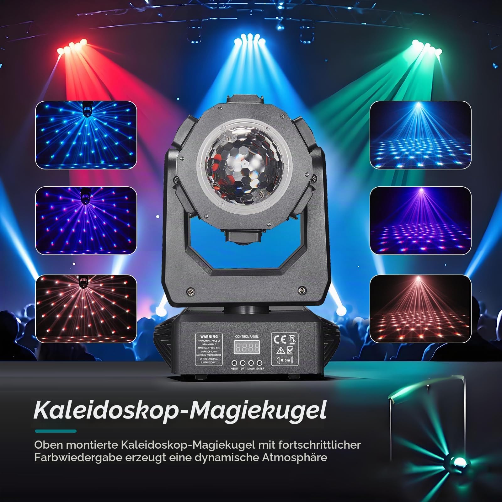 Discolicht Partylicht, Moving Head-ZS101,LED RGB Licht DJ Projektor Musikgesteuert DJ Disco Lichter, DMX Effektstrahler,Für KTV Familientreffen Hochzeit Geburtstag Halloween