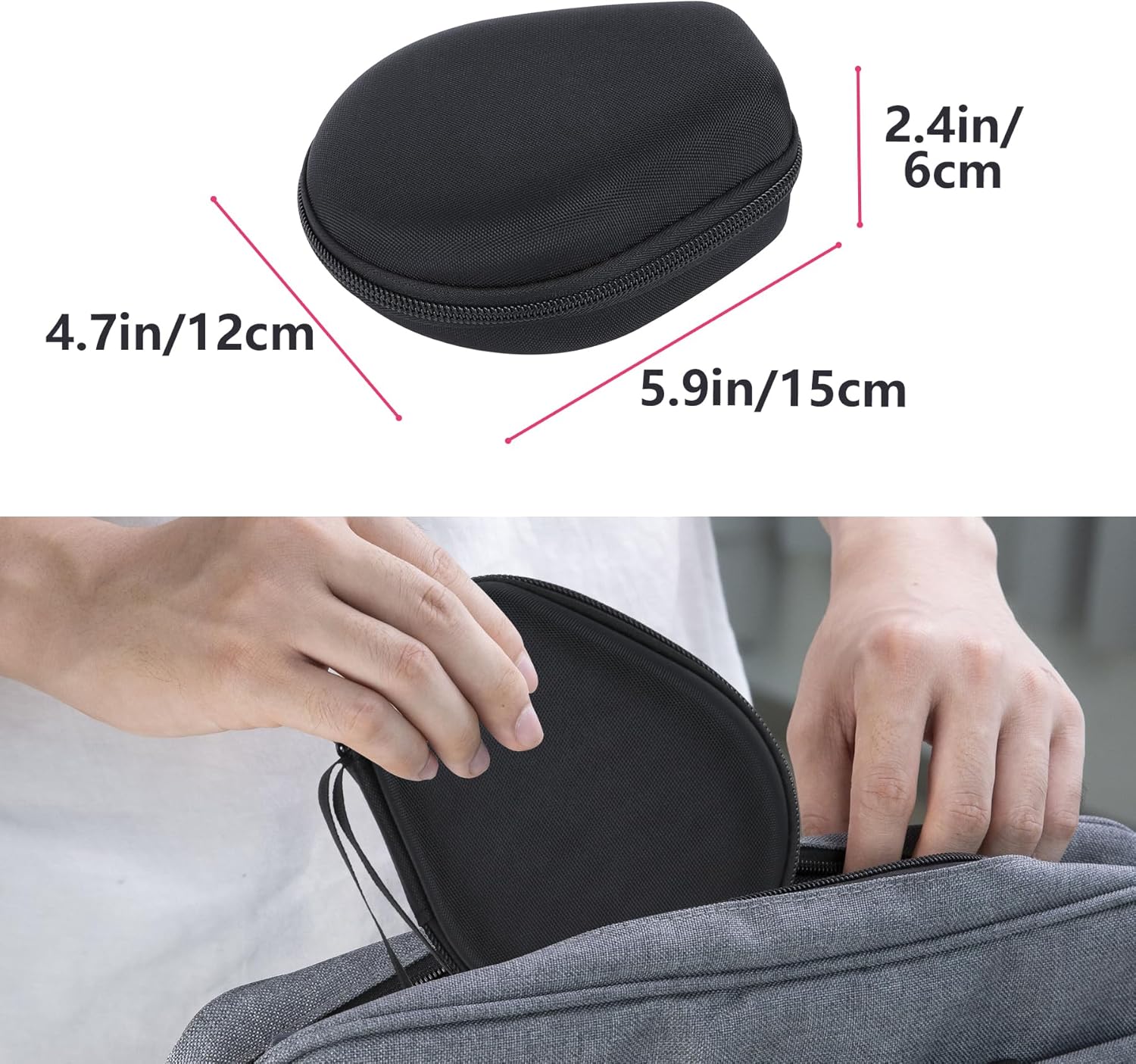 Hard Case Replacement for SHOKZ OpenRun Pro 2 / Pro 2 Mini/OpenMove/OpenRun/OpenSwim Open-Ear Bone Conduction Sport Headphones (Black Case) - Image 8