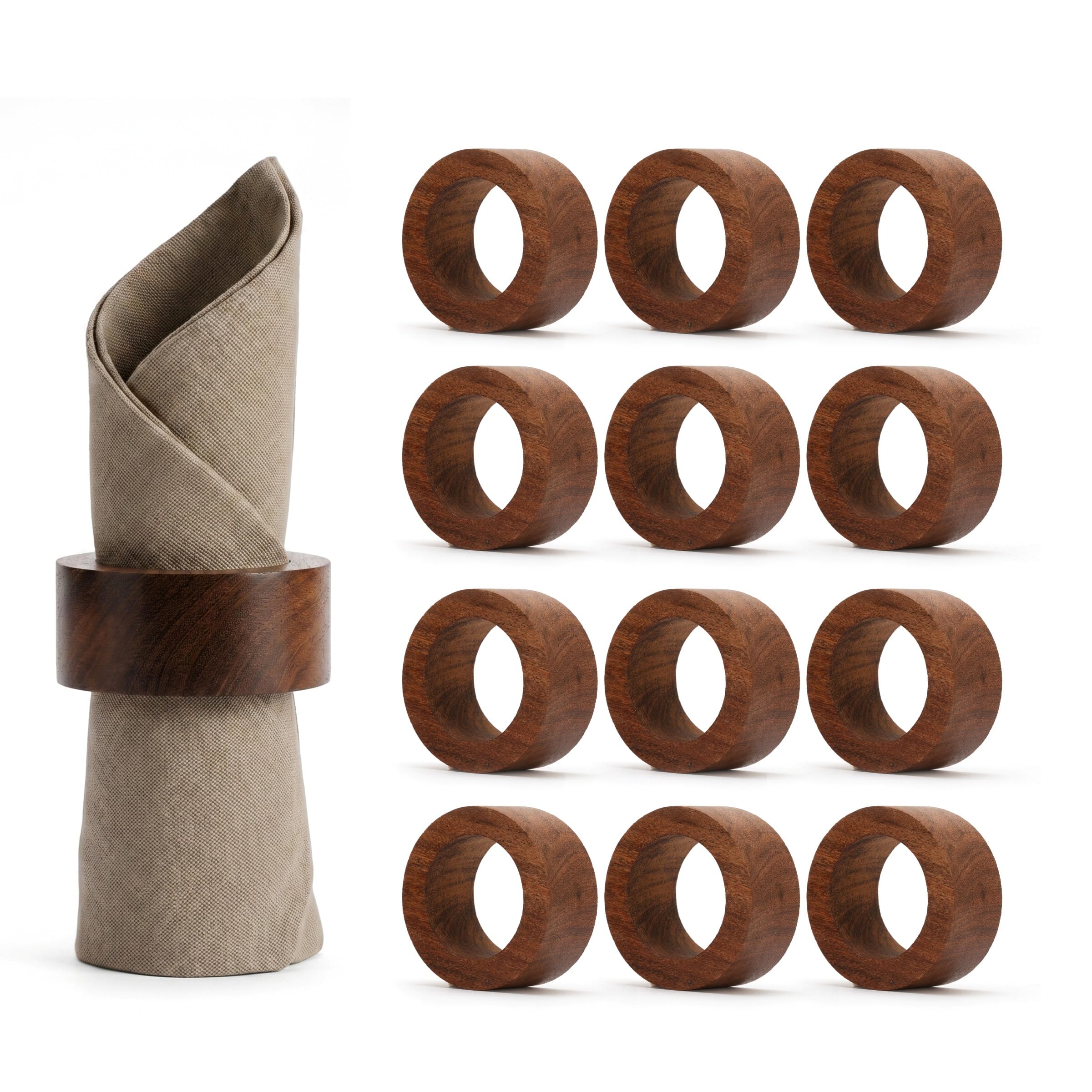 Napkin Rings – Pack of 12, Handwoven Rustic Table Décor (Wooden)