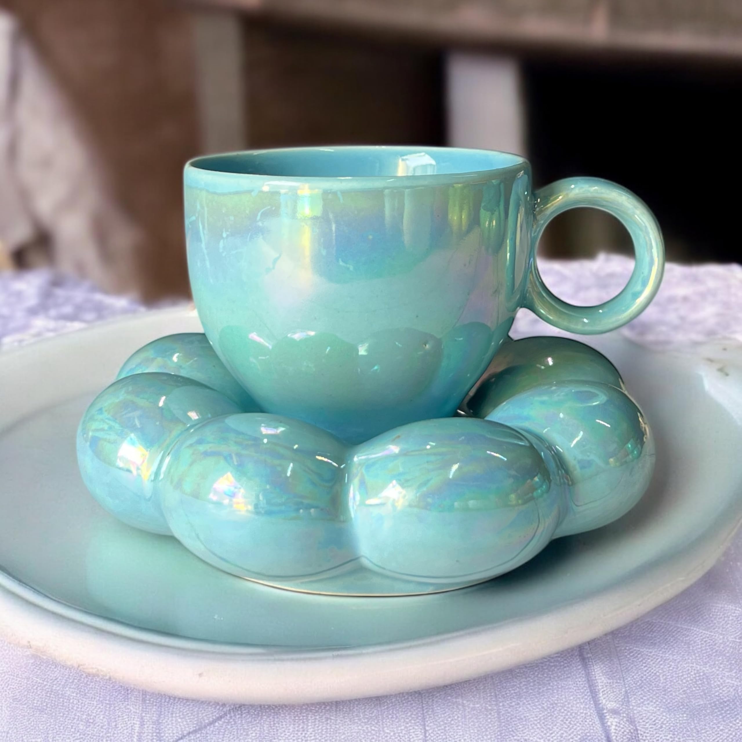 Handcrafted Ceramic Coffee Mugs with Heart Handle -11
