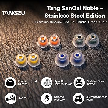 Linsoul Tangzu Tang Sancai Noble Earbud Tips,Stainless Steel IEM Ear Plugs