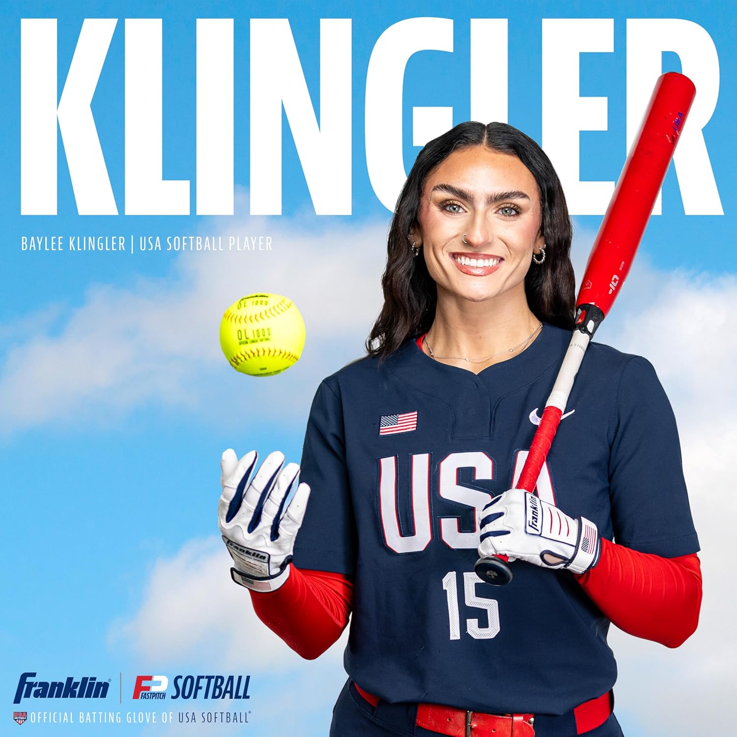 Franklin Sports USA Softball Women's Batting Gloves -Fastpitch + Slowpitch Girl's Gloves - Adult + Youth Pairs - Image 6