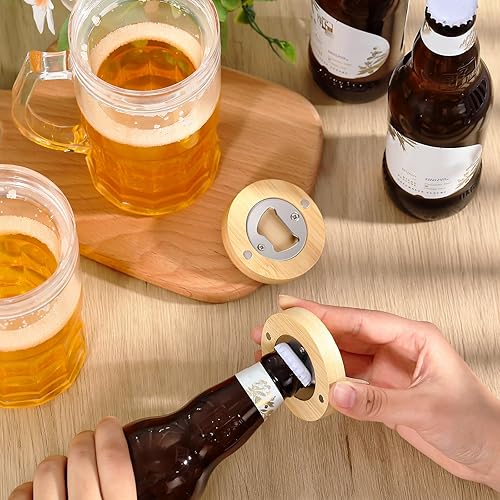 Miniatura 4 de Vesici Abrebotellas magnético de 2.5 pulgadas, abrebotellas de bambú de 2.5 pulgadas, abrebotellas de madera para nevera, regalo para amantes de la