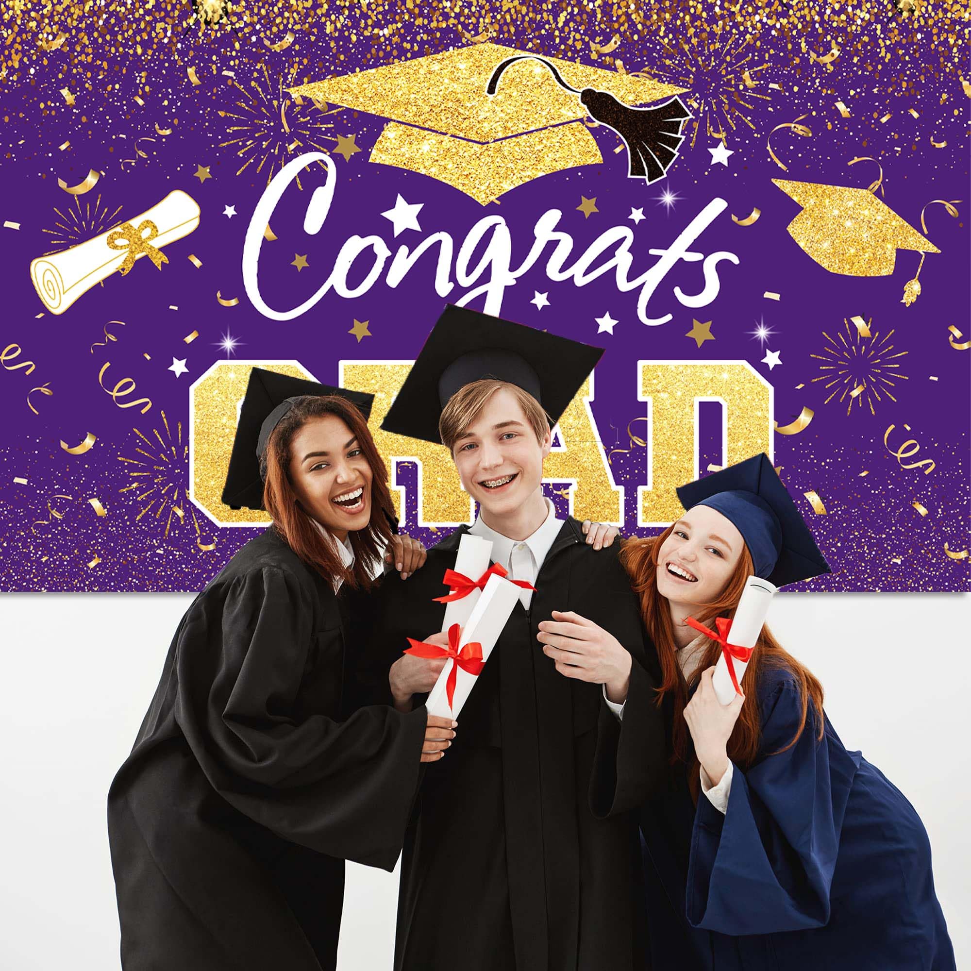 Snapklik.com : Graduation Party Decorations - Purple Gold Congrats Grad ...