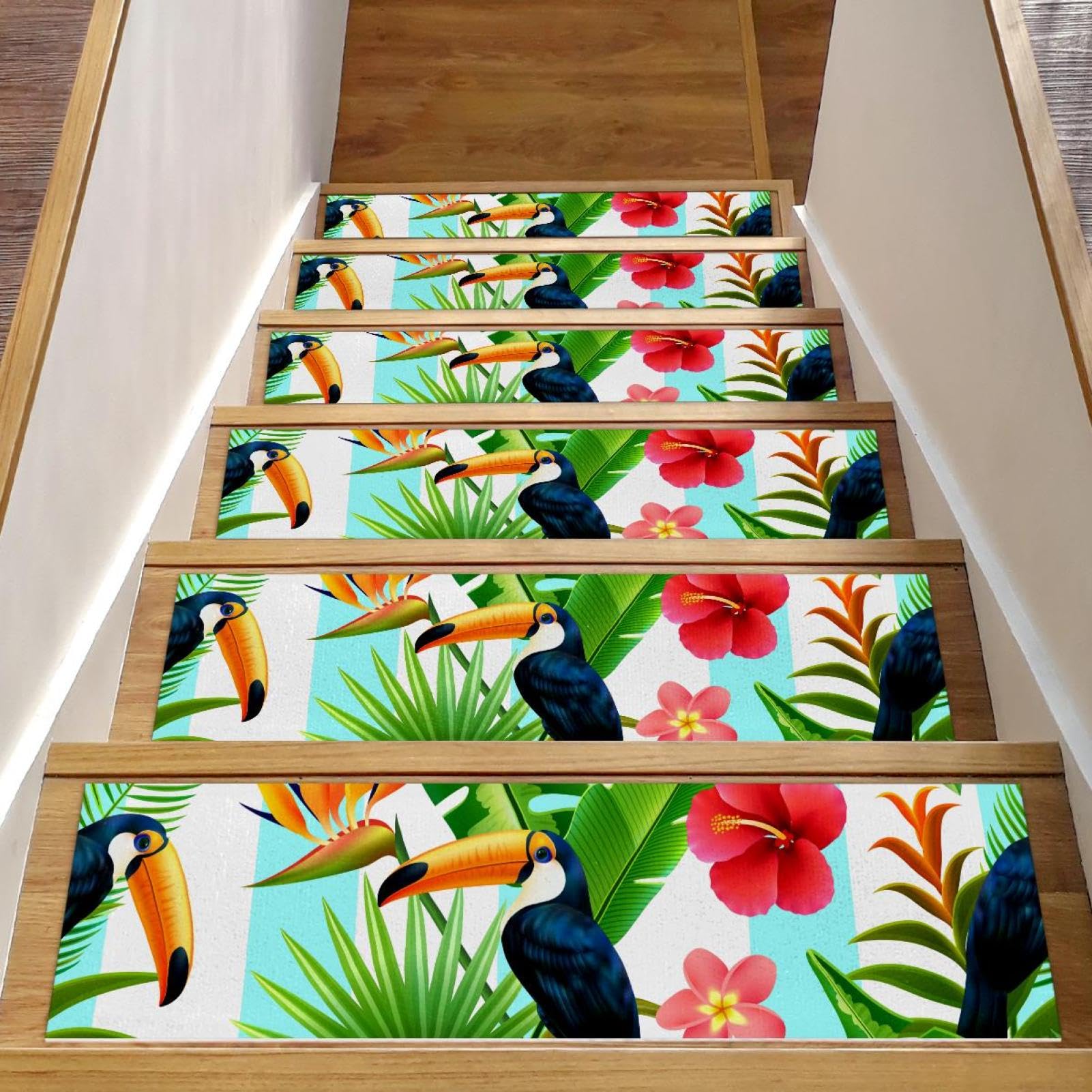 Tapis d'escalier antidérapants 20,3x76,2 cm protection marche bois motif sans couture