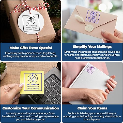 Miniatura 11 de Texas State Love - Sello de dirección cuadrado, uso con almohadilla de sellos, sello de correo de Texas, tamaño 1-5/8 pulgadas Manija