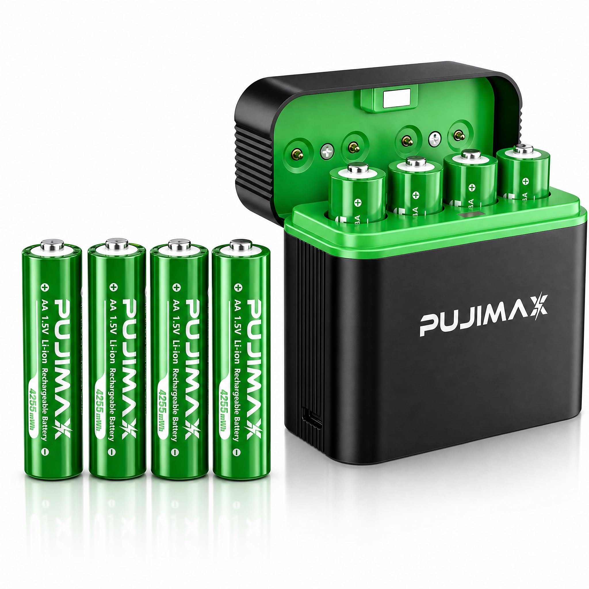 PUJIMAX® AA Rechargeable Batteries | Lithium 1.5V 3000mAh High Capacity (4-Pack) + Wireless Fast Charger Kit — 30-Min Rapid Charge, 1500+ Cycles,10-Year Life, OEM — 1-Year Warranty-image-24