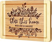 Engraved Bamboo Cutting Board 'Bless This Home' - Housewarming Gift for New Homeowners, Couples, Friends & Family