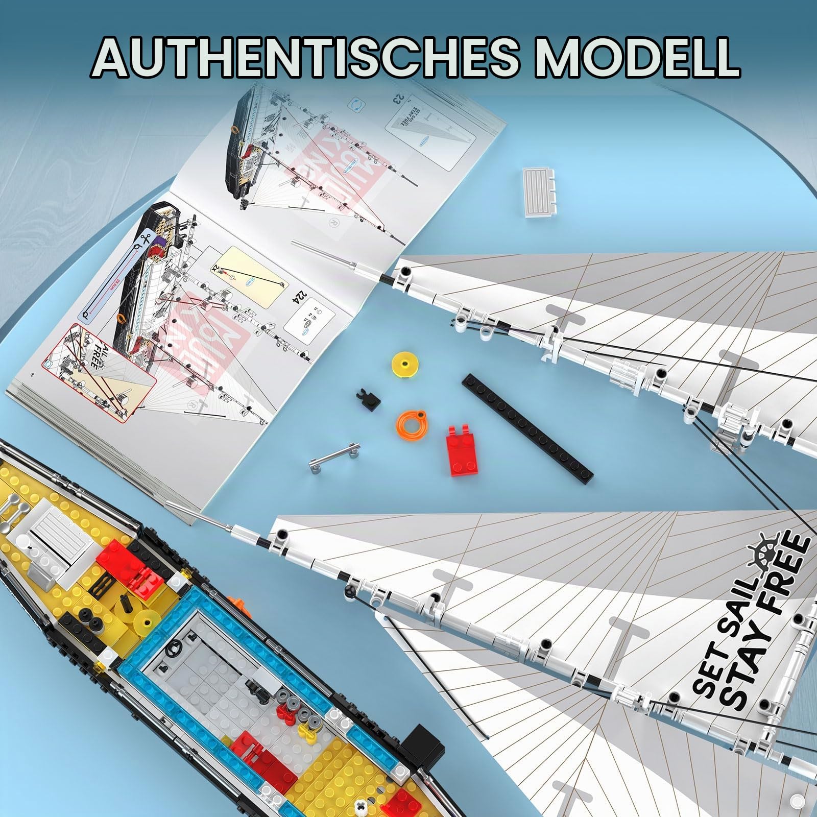 Mould King Segelboot Klemmbausteine Modellbausatz, 893 Teile, ab 14 Jahre