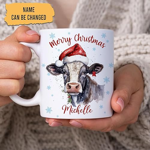 Vista 58 de Hyturtle Regalos personalizados para amantes de las ardillas, con sombrero de Papá Noel, taza de café de cerámica con nombre personalizado, taza