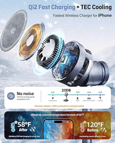 Miniatura 3 de Estación de carga inalámbrica 3 en 1, cargador magnético rápido certificado Qi2.2 de 25 W, soporte de cargador inalámbrico con refrigeración activa