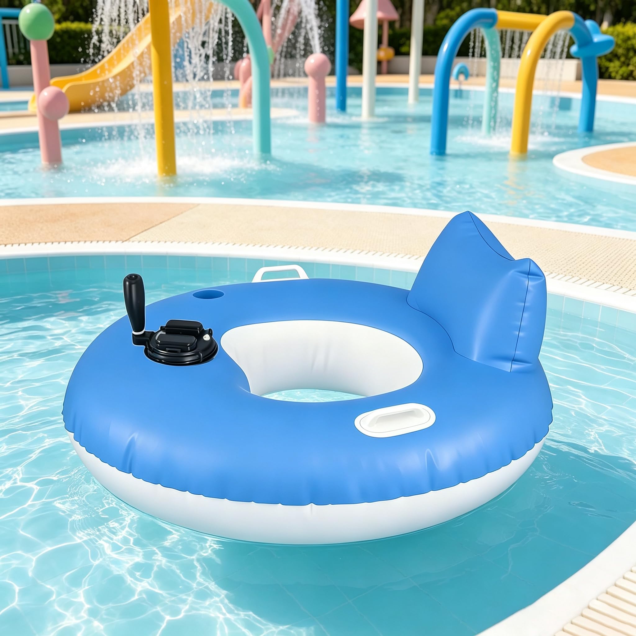 URJWAN Inflatable Floating Chair with Electric Propeller, Pool Lounge Water Chair with Motorized Drive, Portable Water Float Seat for Lake, Pool and Beach Relaxation A