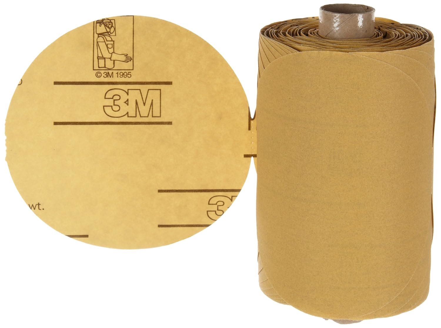 3M Stikit Gold Paper Disc Roll 216U, Paper, PSA Attachment, Aluminum Oxide, 5" Diameter, P280 Grit, Gold (Pack of 1)