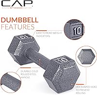 Vista 3 de CAP Barbell Mancuerna hexagonal de hierro fundido Múltiples opciones Gris