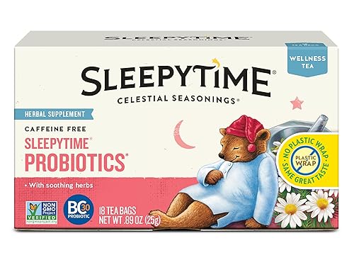 Miniatura 1 de Celestial Seasonings Sleepytime Wellness Tea Plus Probióticos, sin cafeína, caja de 18 bolsas de té