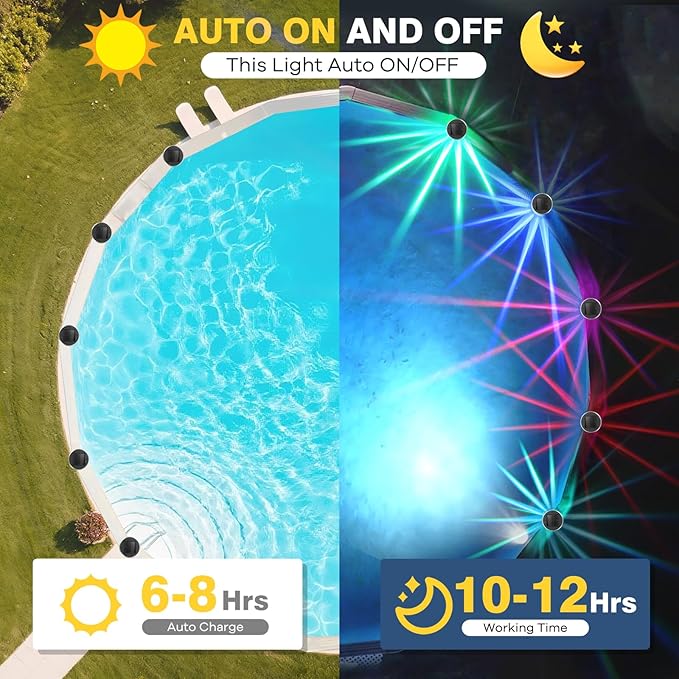 Luces Solares RGB para Piscinas Sobre Tierra - 6 Unidades miniatura 3