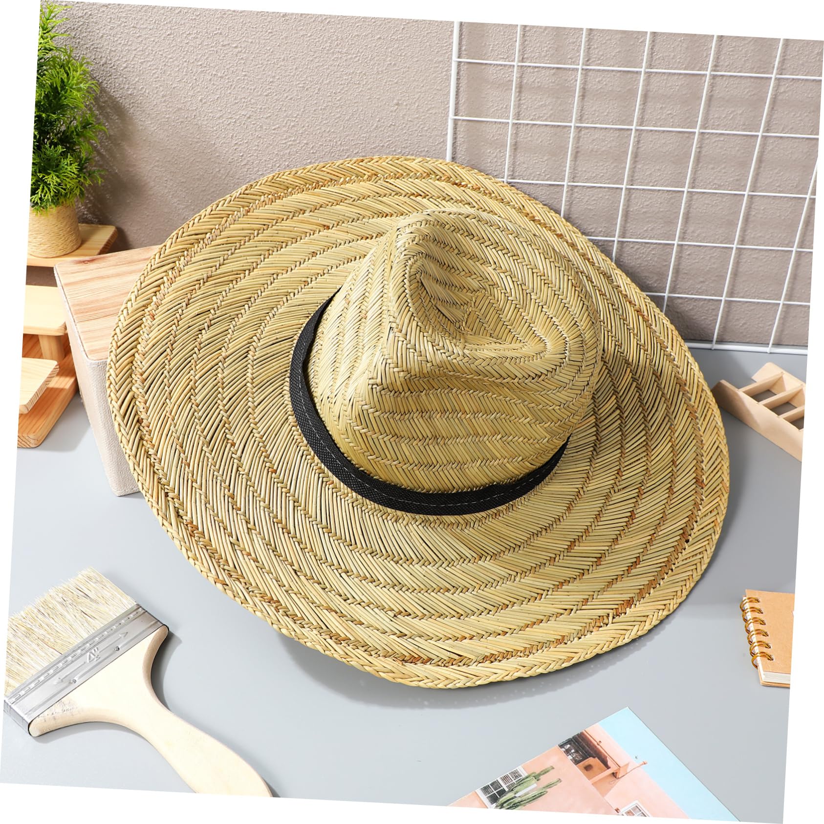 BESTYASH Chapeau De Soleil en Paille pour Homme Casquette UV À Large Bord Casquette De Plage pour Homme Chapeau en Paille Tissé