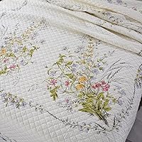 Vista 4 de vctops - Juego de colcha de 3 piezas, elegante, con bordado floral, de tamaño queen extragrande, 100% algodón, reversible y de retazos, 1 colcha y 2