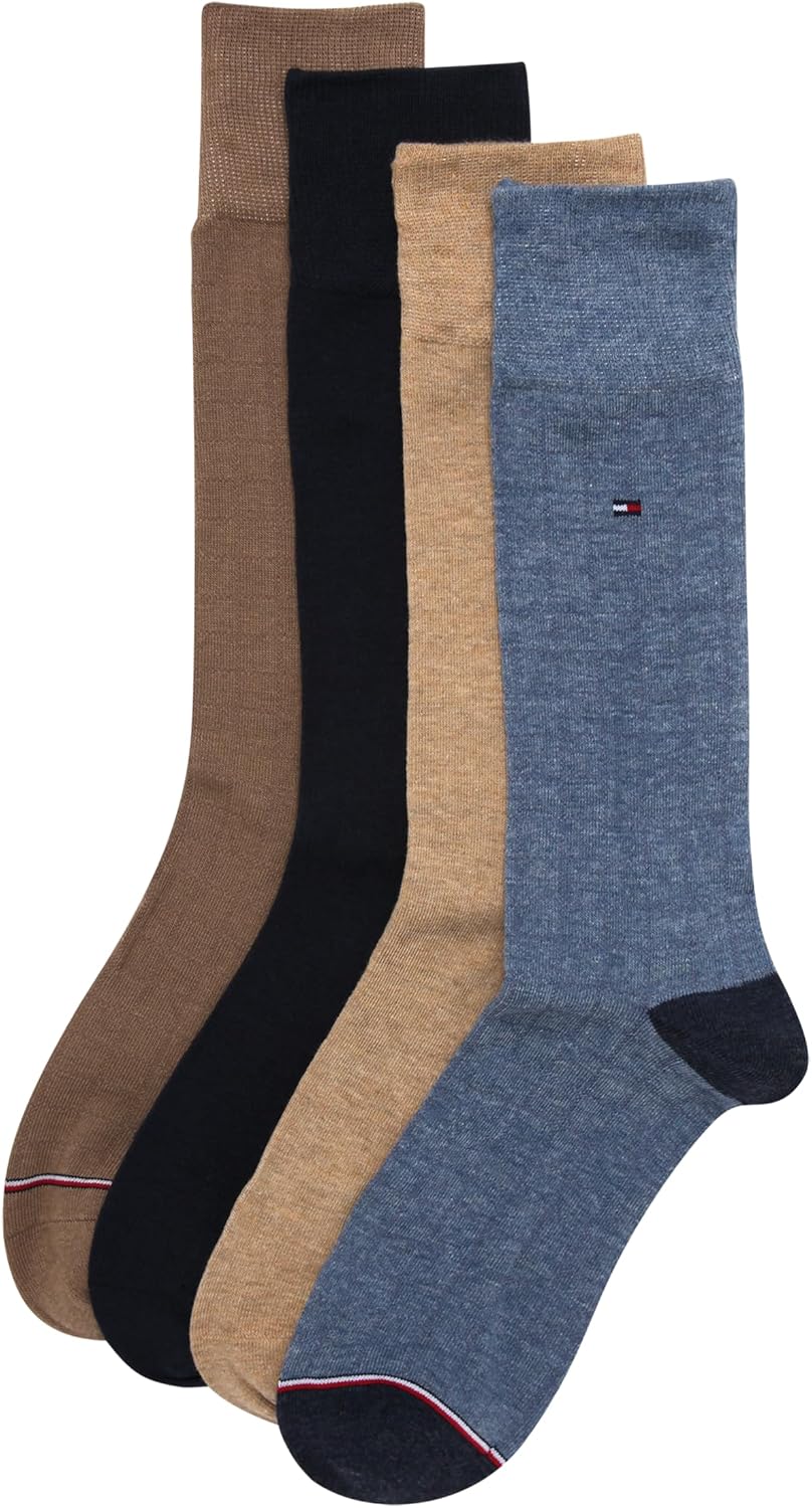 Tommy Hilfiger Mens Dress Socks - 4 Pack Lightweight Everyday Crew Work Socks for Men for Casual & Formal Wear - Image 4