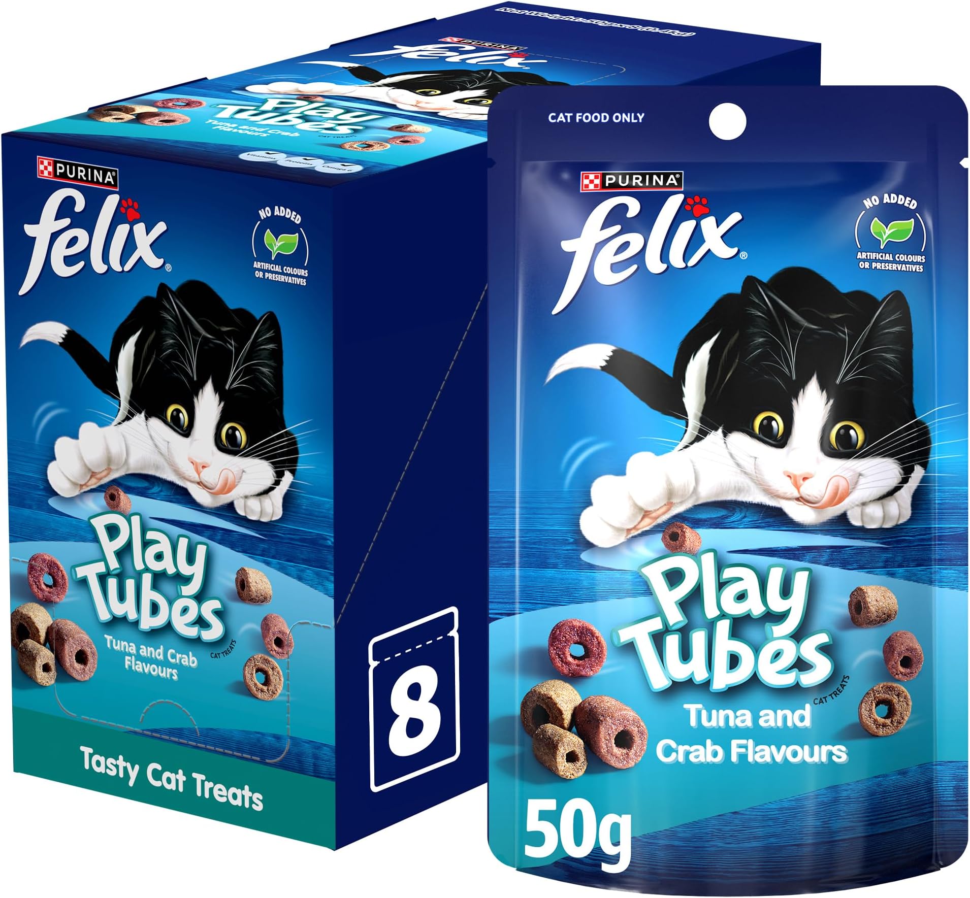 Purina Felix PlayTubes Tuna & Crab 50g, Pack of 8