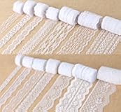 ilauke 46 Yards White Lace Ribbon 14 Rolls Vintage Lace Trims 0.6 to 2.1 inch Ribbon Laces with Assorted Pattern for Sewing, Crafts, Wedding Decor, Flower Ribbons, 3.28 Yards Each
