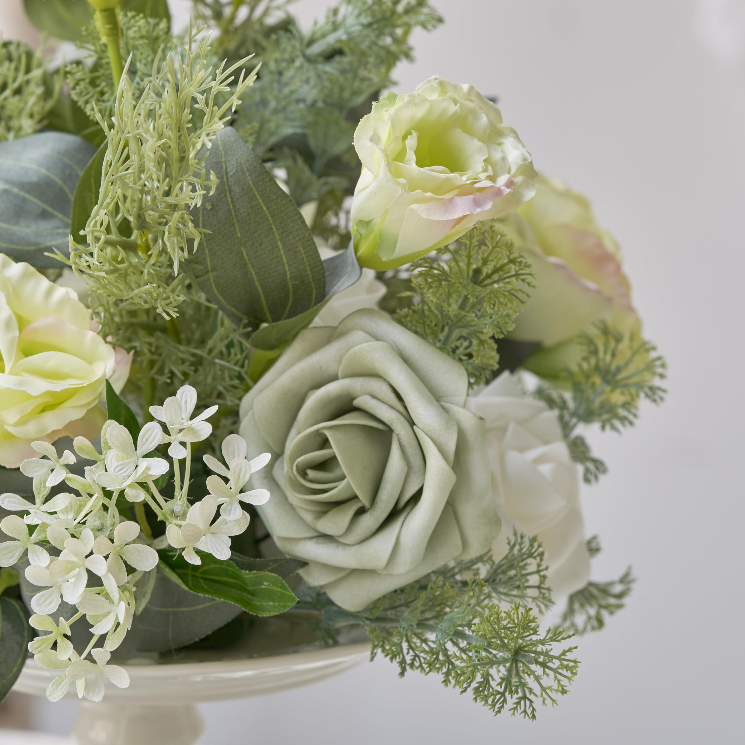 Jausflora Lot de 25 roses artificielles réalistes pour centres de table, fleurs en mousse vert sauge avec tige pour fête prénuptiale, décoration d'intérieur Jausflora Lot de 25 roses artificielles réalistes pour centres de table, fleurs en mousse vert sauge avec tige pour fête prénuptiale, décoration d'intérieur