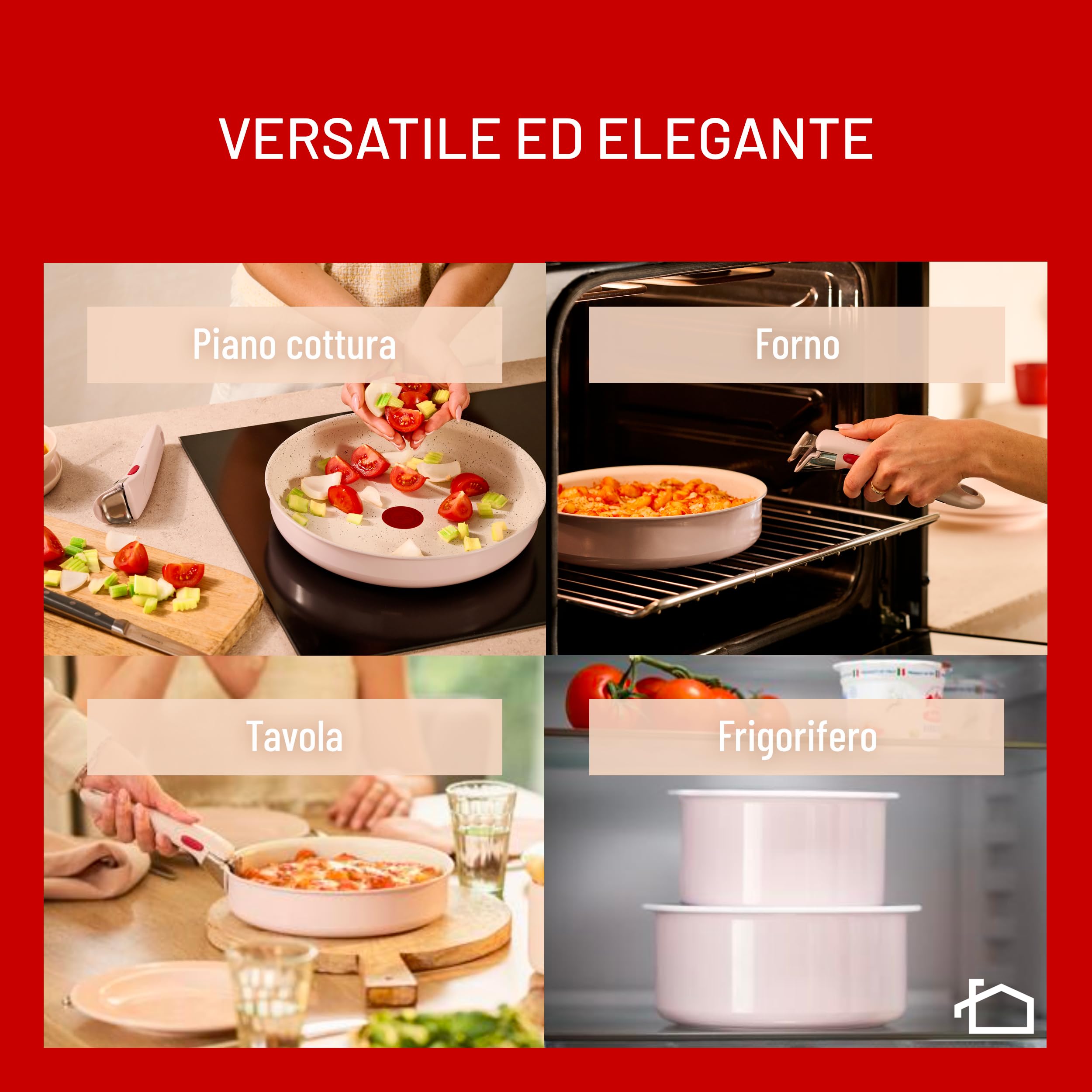 Lagostina Ingenio Pastel, Set di Padelle Antiaderenti 11 Pezzi con Manico Rimovibile, Compatibili con Induzione e Forno, Design Salvaspazio, Colore Rosa