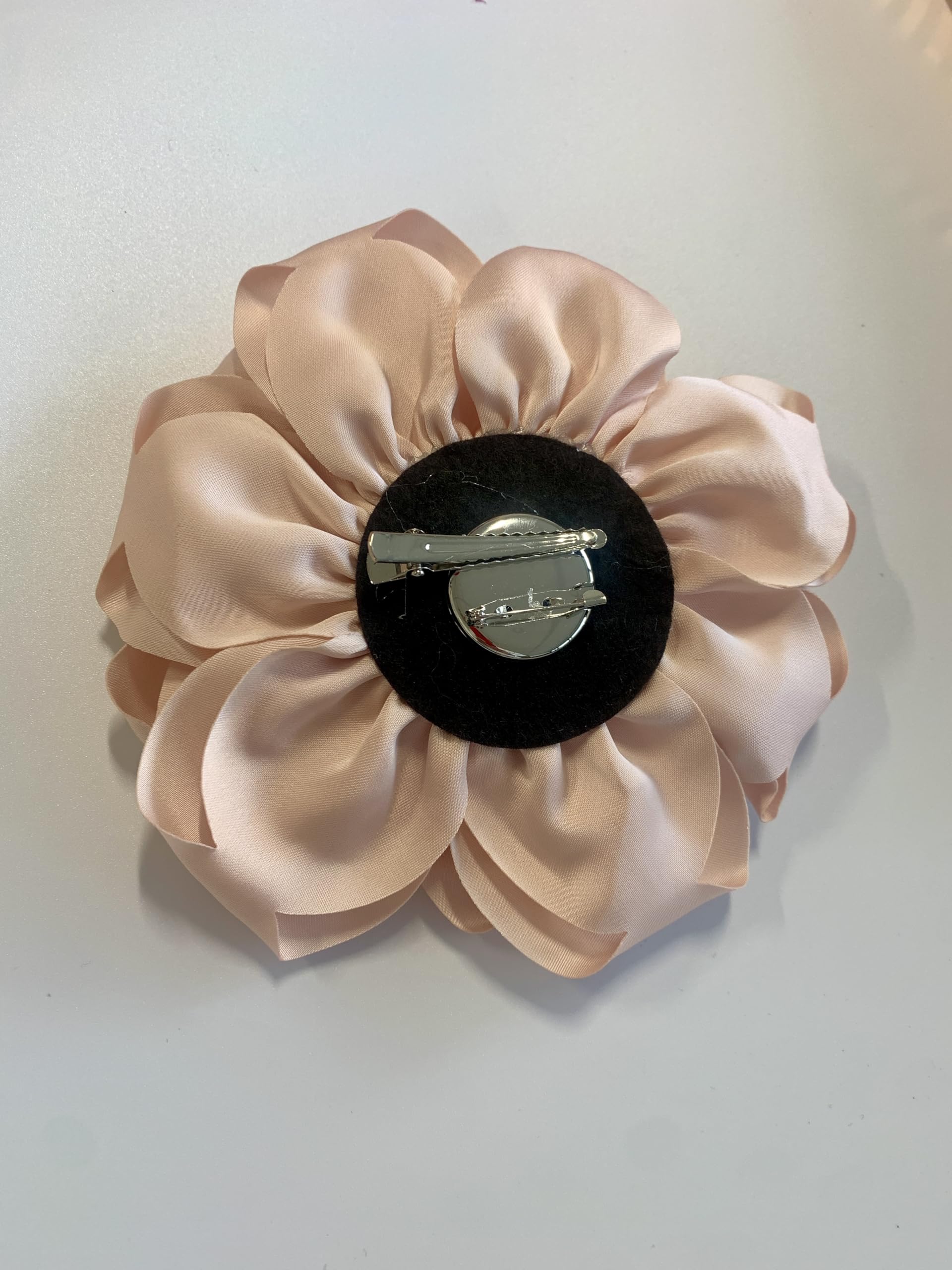 Large Rose Fascinator Corsage Hair Clip and Brooch Pin, Satin Flower, Multi-Colour Options (Peach Pink) - Image 2