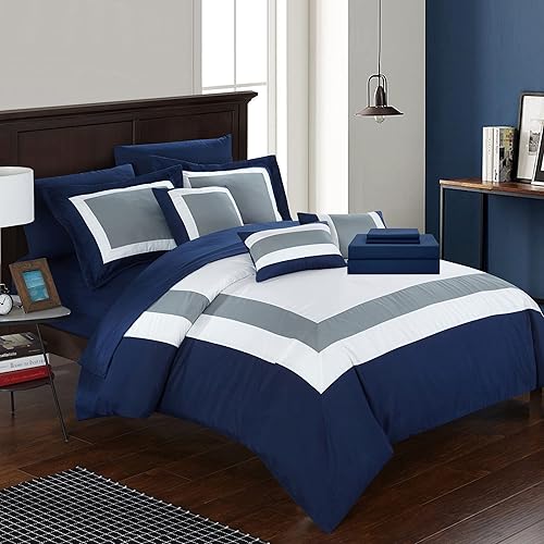 Miniatura 2 de Juego de cama de 10 piezas Chic Home patrón duque de colores todo en una bolsa