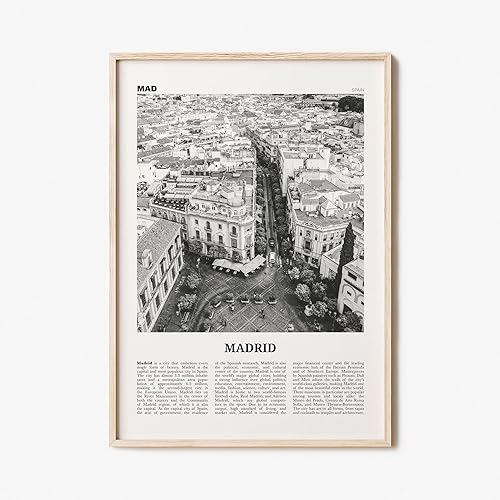 Impresión de Madrid Cielo Blanco y Negro, Arte de la Pared de Madrid, Póster de Madrid, Foto de Madrid, Decoración de Pared de Madrid, Impresión de