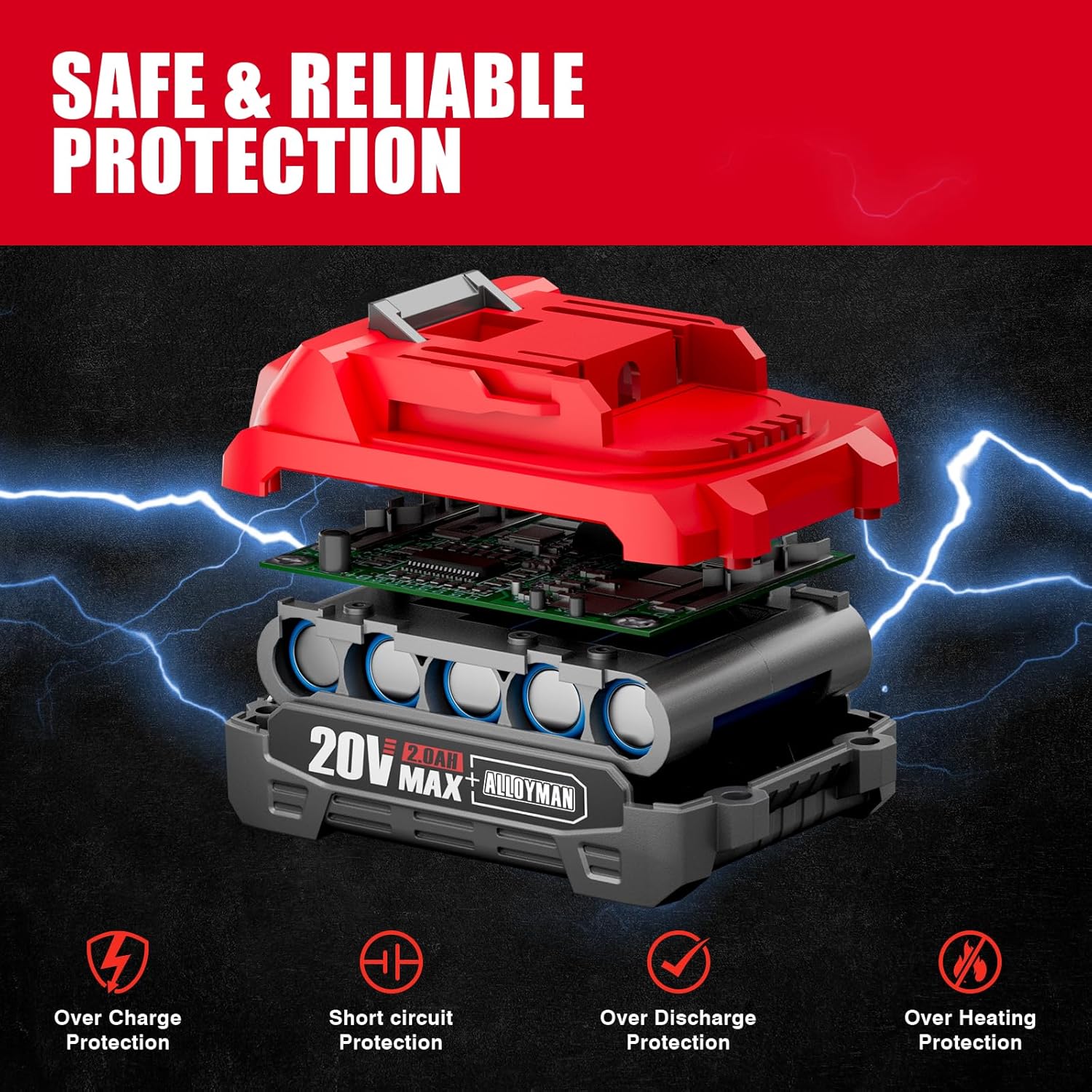 Alloyman Battery 20V 2.0AH Compact Power Tools