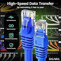 Vista 3 de Paquete de cables Ethernet Cat 6 GEARit - Paquete de 10 cables de conexión Ethernet Cat6 de 1 pie Cable de conexión de red RJ45, conectores