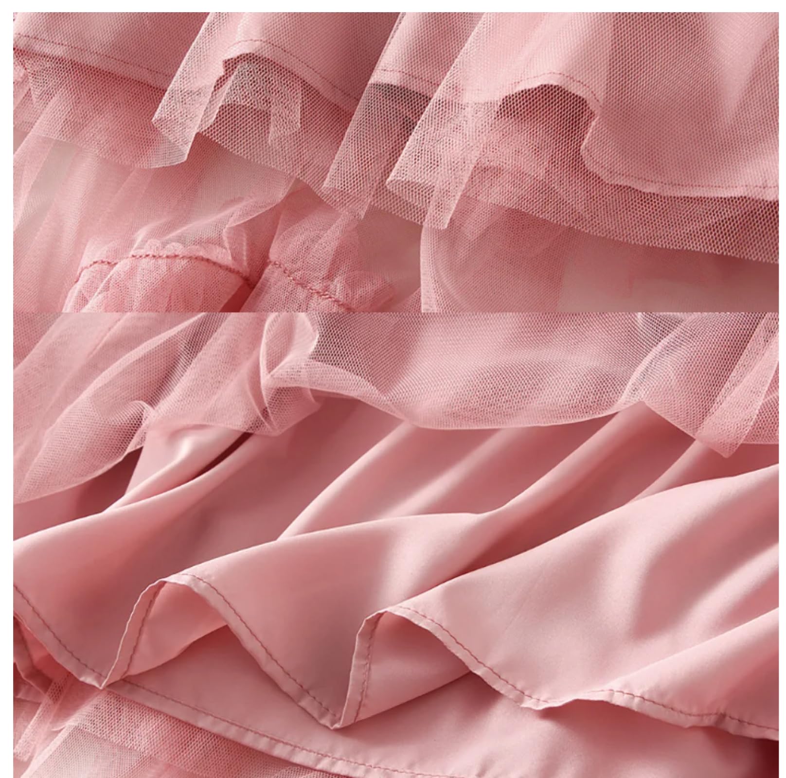 Faldas De Tubo Mujer Mujeres Dulce Capas Volantes con Gradas Falda Larga Color Caramelo Elástico De Alta Cintura Asimétrica Malla Faldas