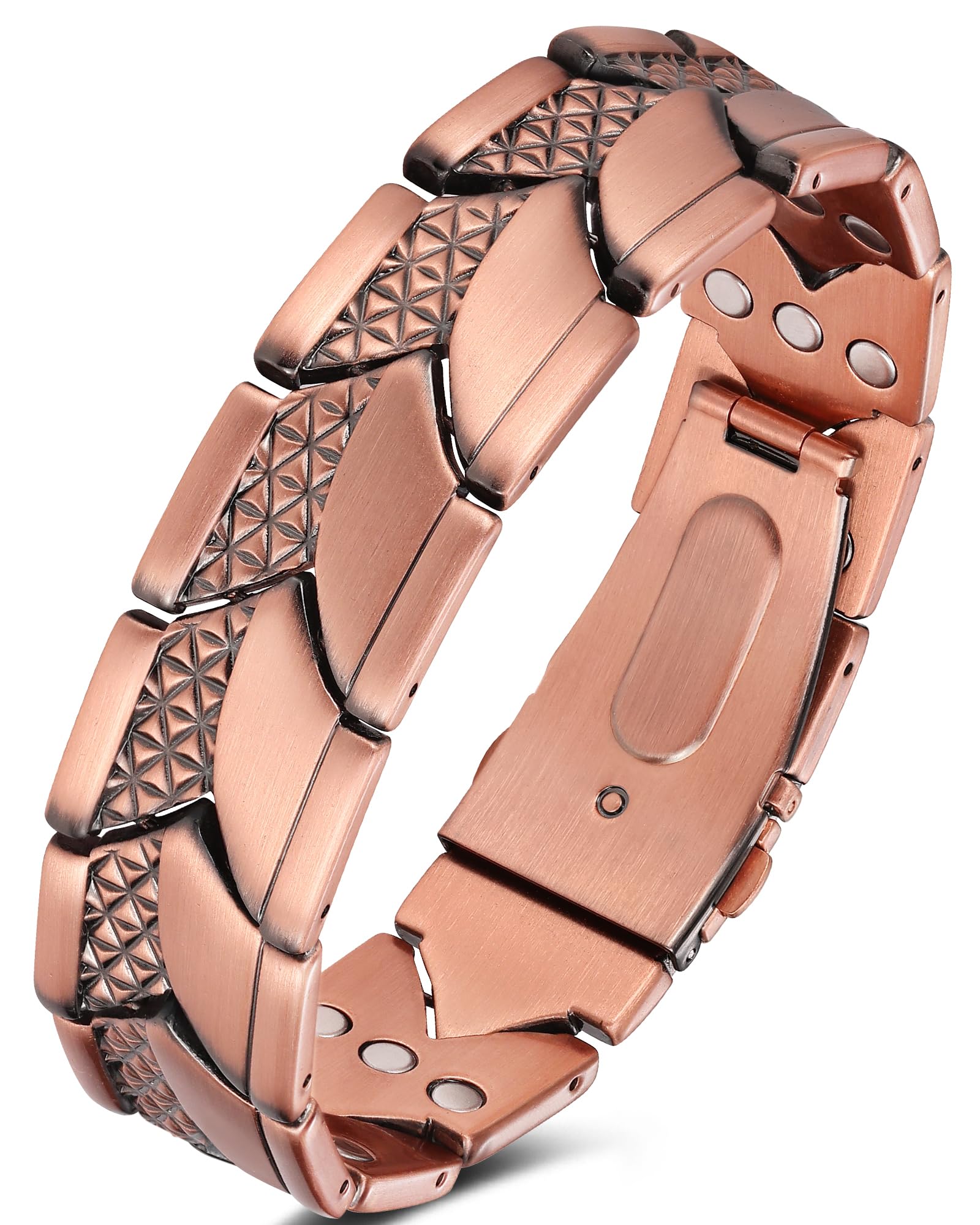 Jeracol Kupfer Magnetarmband Herren, 99% Reines kupferarmband mit ultrastarken Magneten, Einstellwerkzeug und Schmuck-Geschenkbox