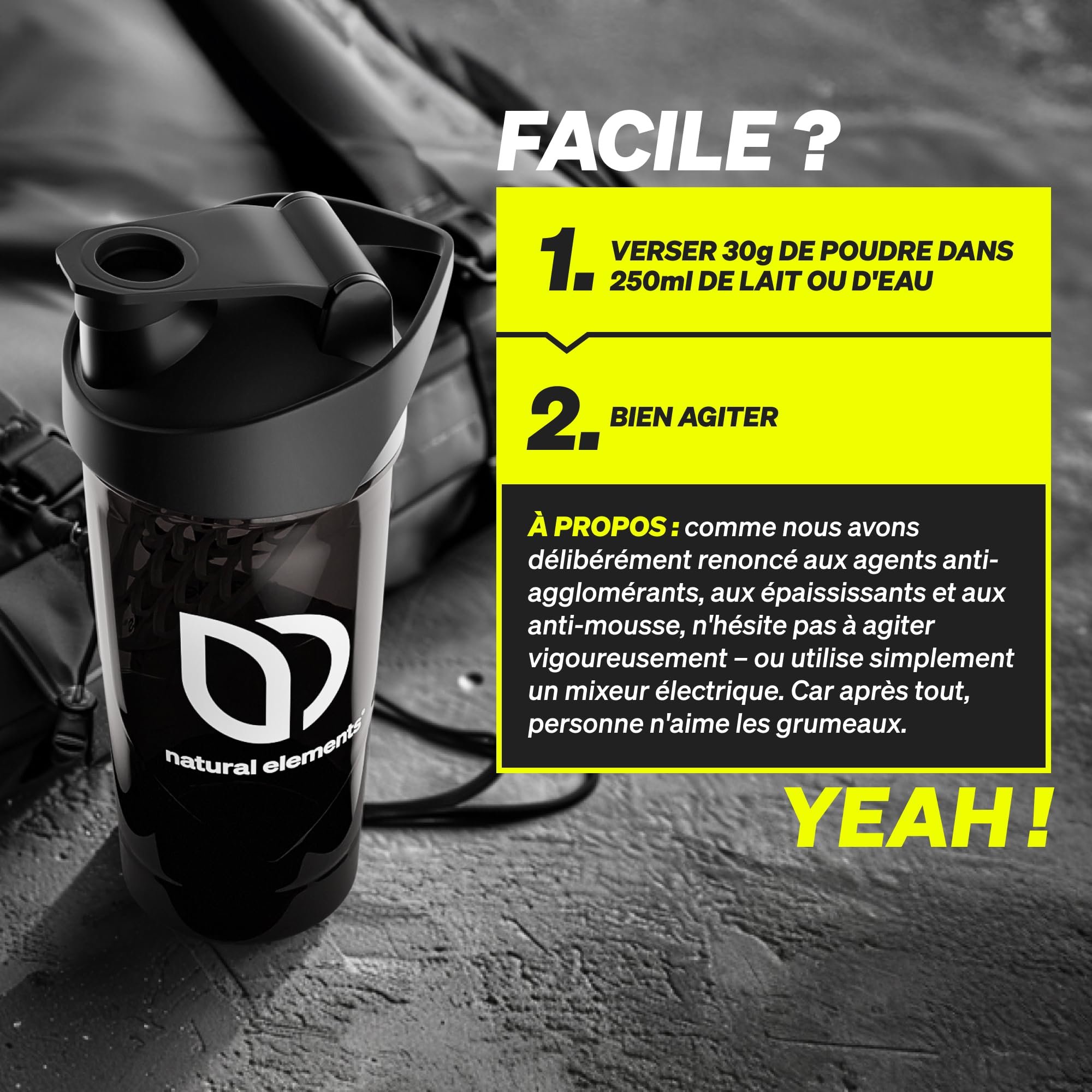 natural elements Whey Protéine Chocolat – 23g Protéines/Portion – Faible en Sucre – Riche en BCAA – Favorise Croissance & Récupération Musculaire – Mélange Facile pour Shakes & Smoothies – 1kg