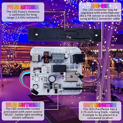 Miniatura 9 de Controlador LED inteligente Wi-Fi  WLED preinstalado  Antena Wi-Fi de rango extendido  Diseñado para controlar LED RGBW inteligentes SK6812 de 5