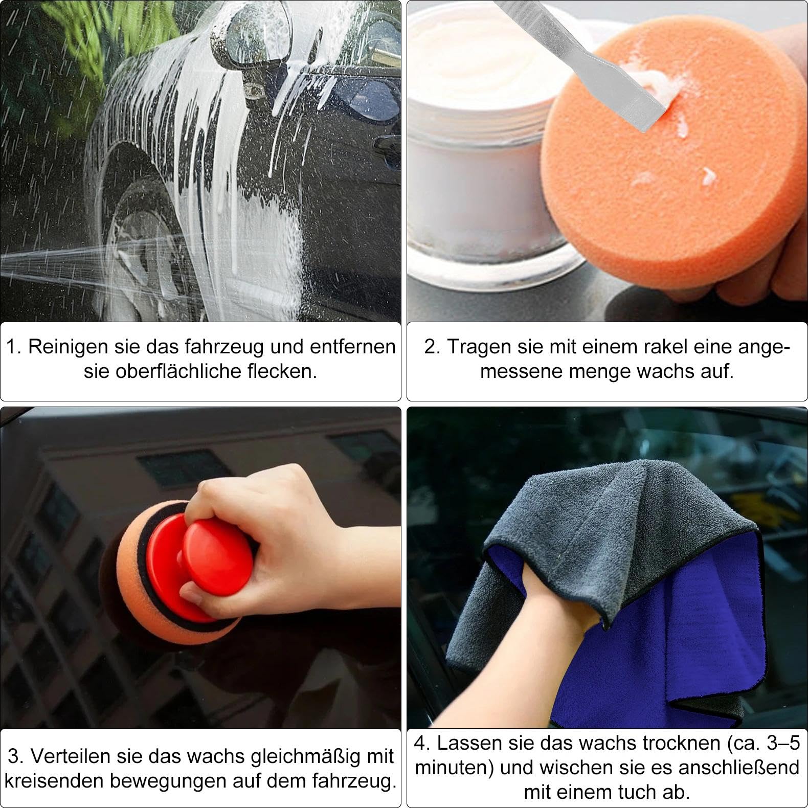 5 sztuk gąbek do polerowania samochodu, aplikator, gąbka do polerowania ręcznego, zestaw do polerowania, gąbka do polerowania z antypoślizgowym uchwytem, podkładki polerskie z ręcznikiem, skrobakiem