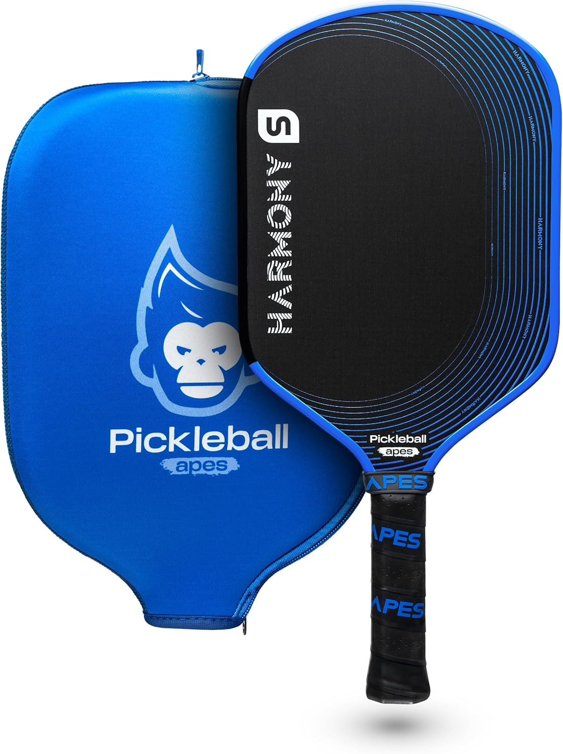 Harmony Series Pickleball Paddle Racket for Men and Women, Carbon Fiber, Honeycomb Core, Fiberglass Walls, 16.5mm Thickness, Leather Grip, Lightweight, USAP Approved, Cover Included