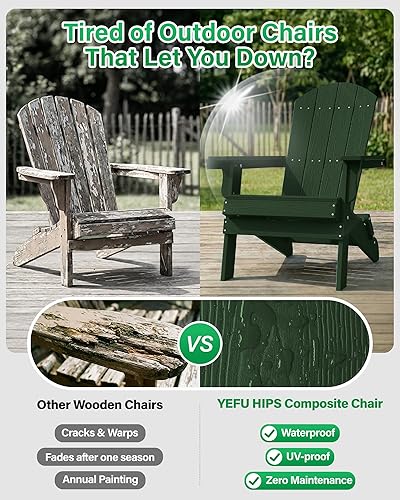 Miniatura 7 de YEFU Silla Adirondack, Silla de plástico Adirondack extra grande, sillas plegables para exterior con portavasos, silla de césped resistente a la
