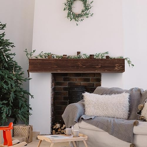 Miniatura 2 de Estante rústico de 60 pulgadas para chimenea, repisa de madera para chimenea, para montar en la pared, repisa flotante para chimenea, color marrón