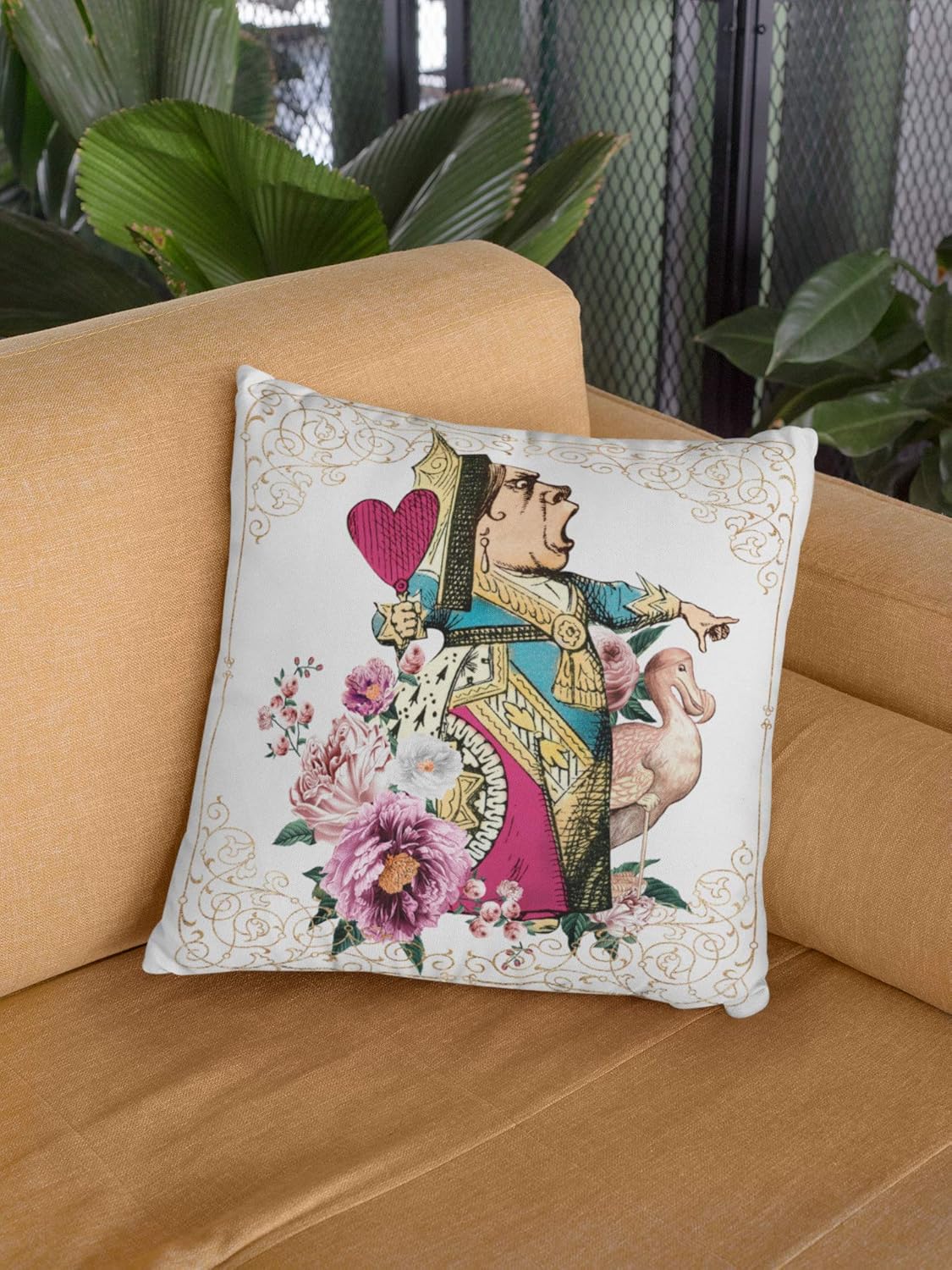 White Lapin Pillow Cover 18x18 Alice in Wonderland Queen Vintage Looking Decorative Throw Pillow Cove Square Cushion Case for Couch Sofa Indoor Outdoor Home Decor Holiday Decor