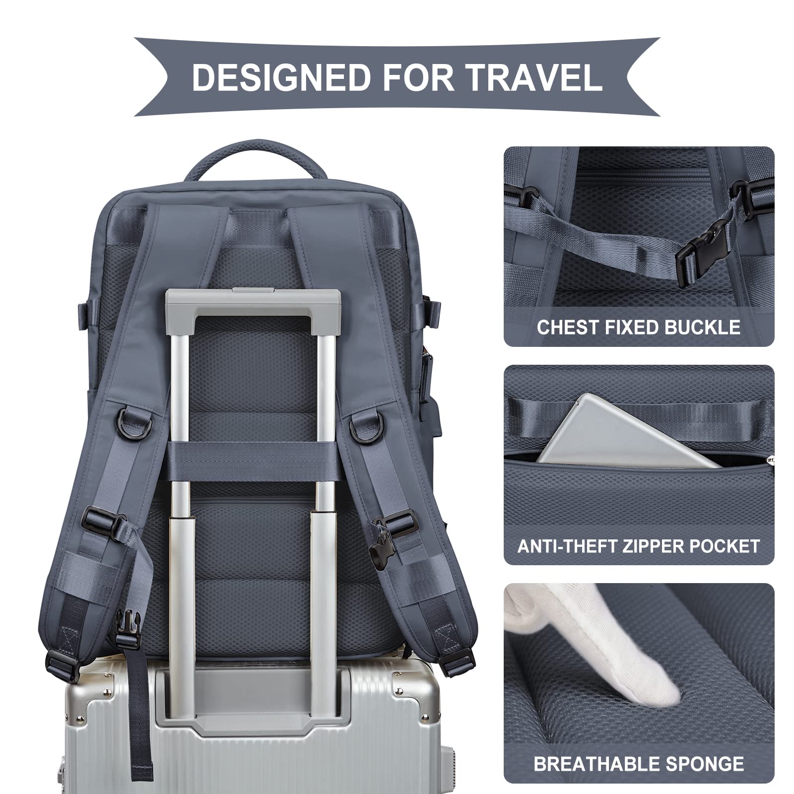 SZLX Borse da Cabina per Easyjet 45x36x20 Zaino da Viaggio Donna Ryanair 40x20x25 Bagaglio a Mano con porta usb zaino da viaggio aereo bagaglio a mano zaino per laptop Casual Daypack