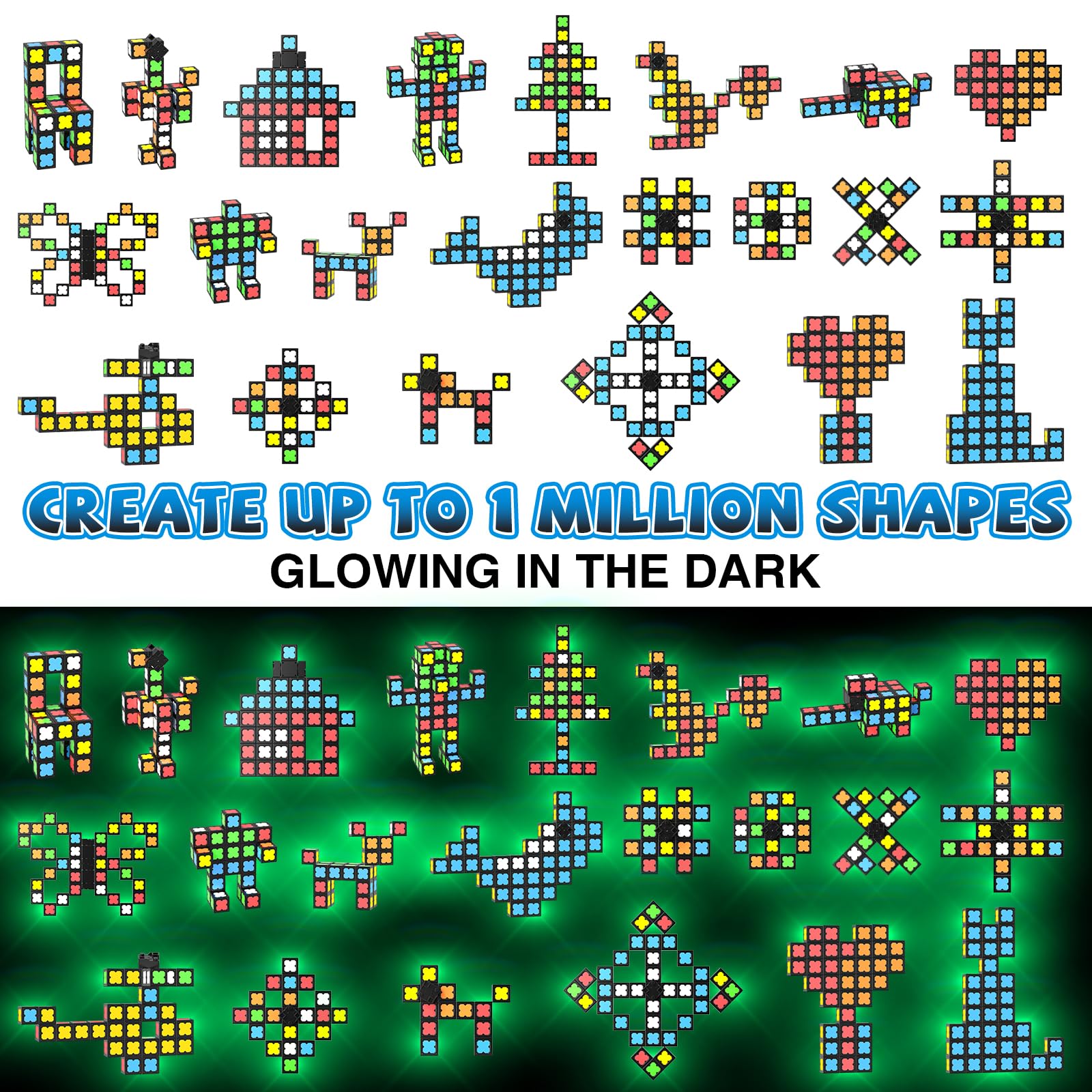 Magnetic Fidget Toy for Kids Teens, Adults, Fidget Spinner Toys with 36 Glow in the Dark Magnetic Blocks, DIY Spin Top Hand - Image 4