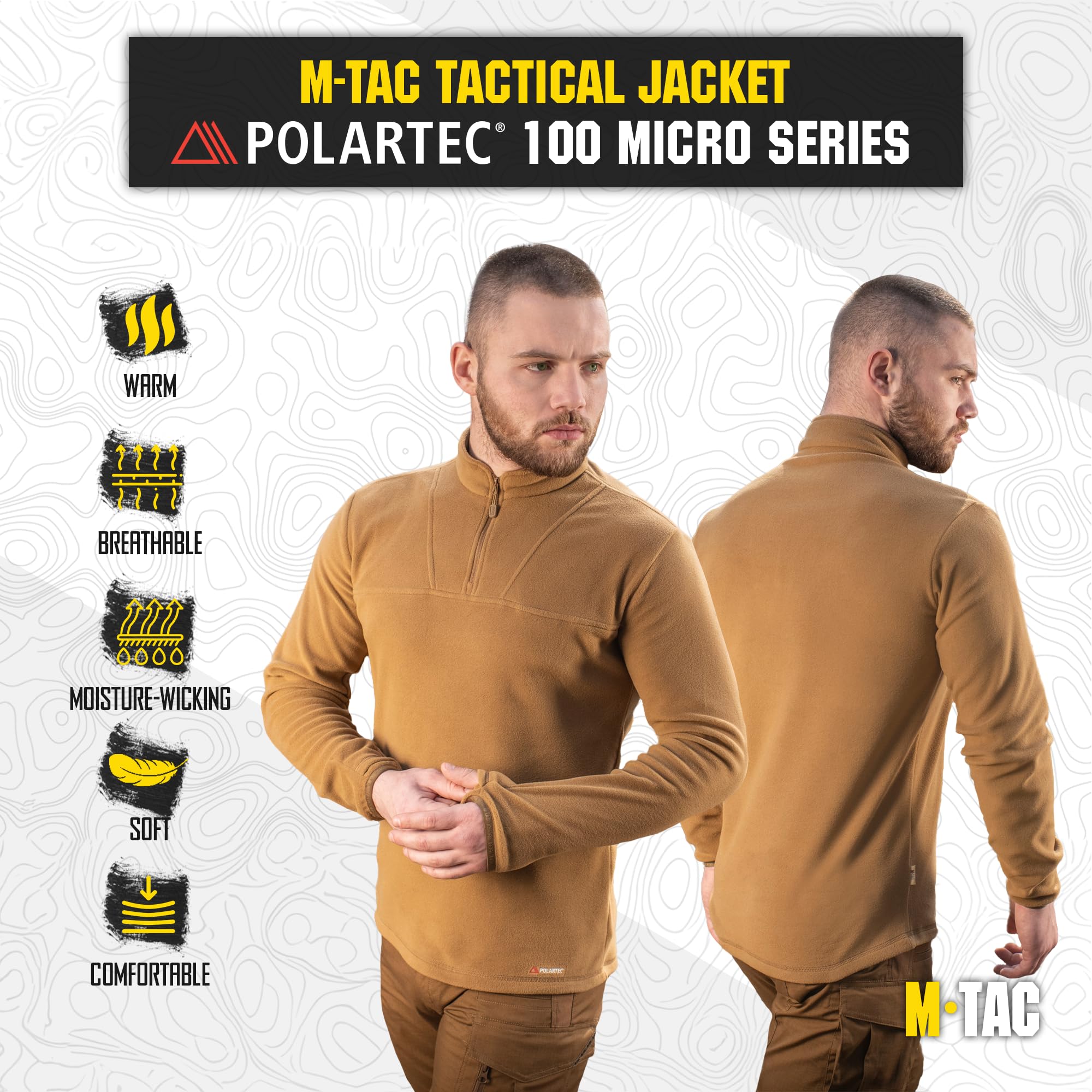 M-Tac Herren Taktischer Fleece Pullover Polartec Micro Serie 1/4 Zip Unterwäsche Sweater