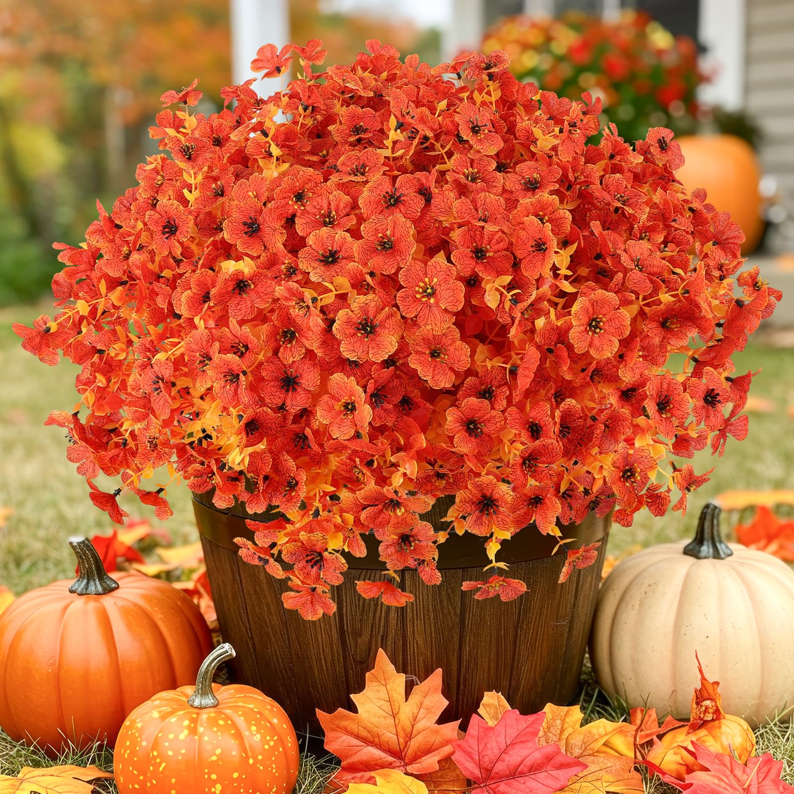 ATTGREAT 12-Bundle Orange Fake Mums