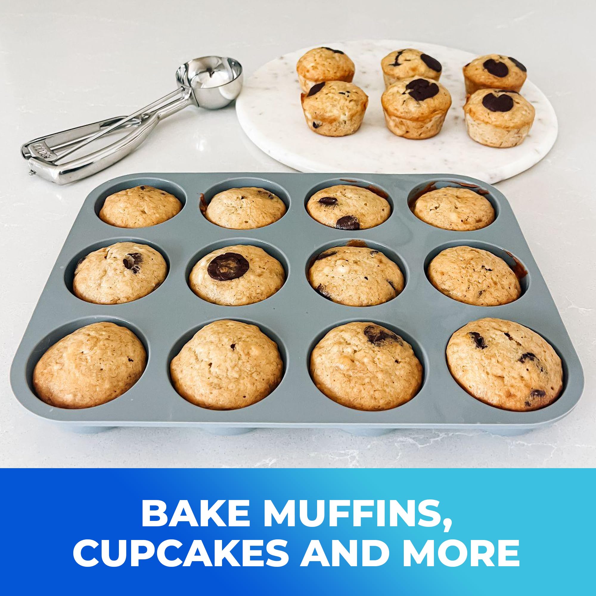 Jenluca Silikon-Cupcake- und Muffin-Backform – Set mit zwei Formen für 12 Tassen, antihaftbeschichtet, BPA-frei, spülmaschinenfest, keine Cupcake-Einlage erforderlich