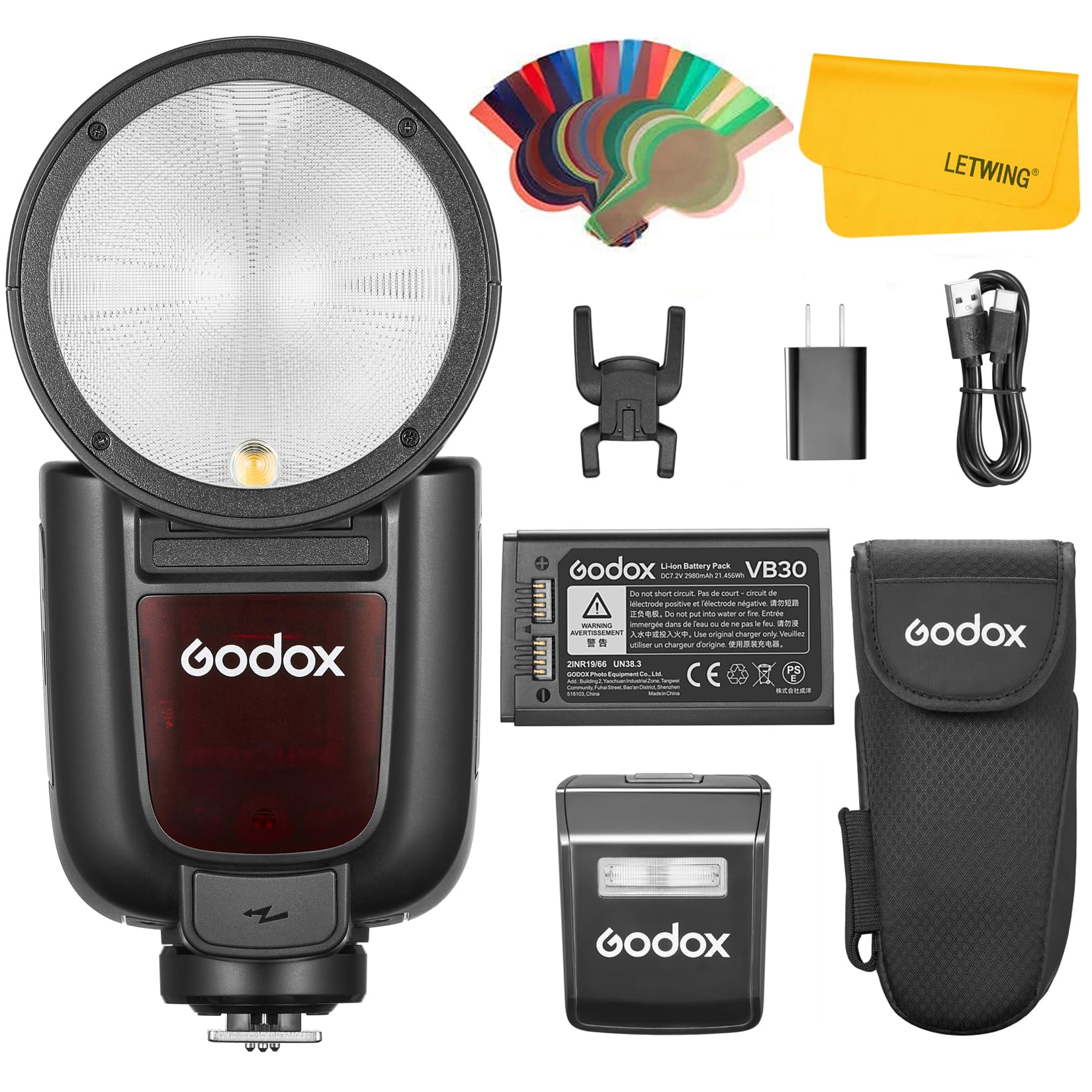 GODOX V1 Pro N V1Pro N Round Head Flash Compatible for Nikon, TTL Speedlight 2.4G Wireless HSS 1/8000s, 2980mAh Li-ion Battery, Support Type-C, Detachable Sub Flash Strobe